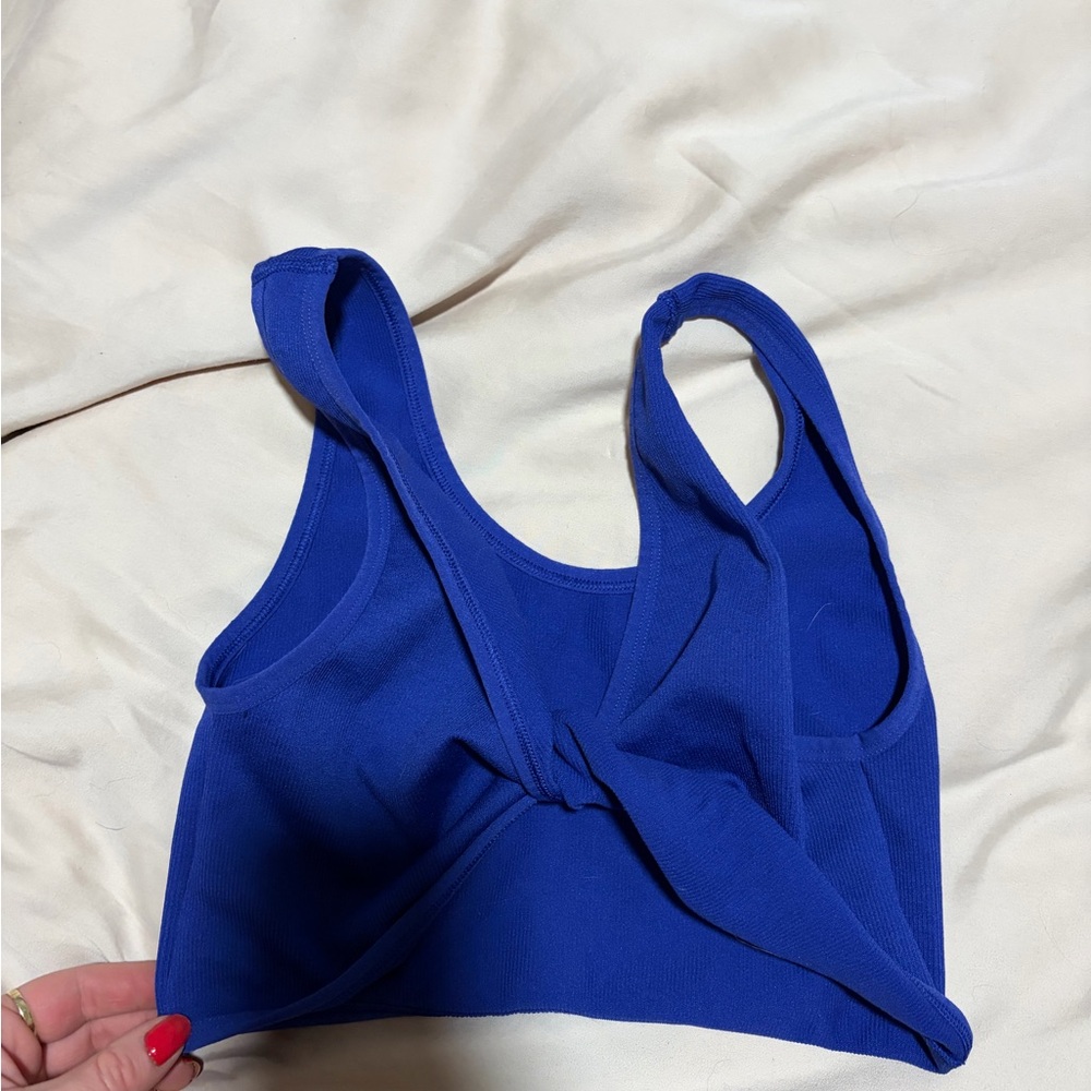 Blue Knotted Tank Top